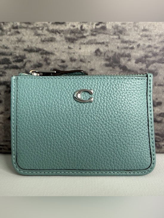 Coach Handbags - NWT Coach Essential Mini Id Card Case Leather Aquamarine Silver CR550